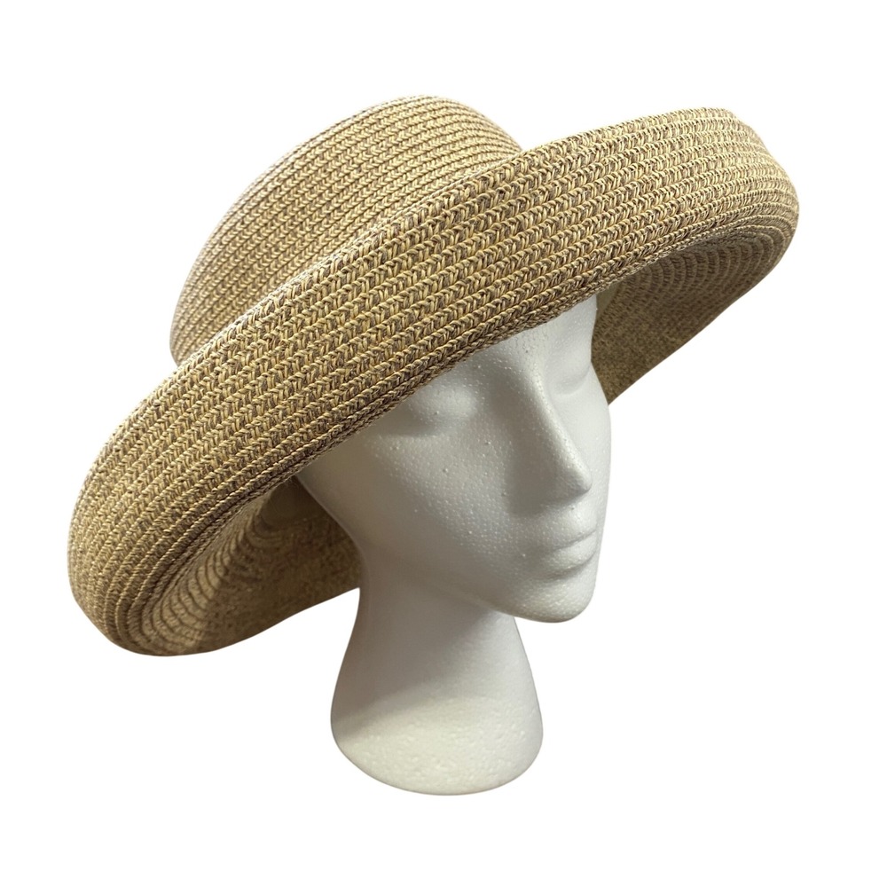 Charter Club Womens Tan Woven Wide Brim Sun Hat Summer Beach Accessory - Picture 6 of 8